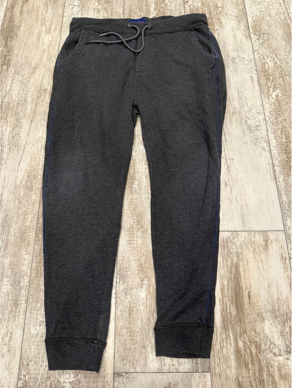 Aeropostale L Charcoal Jogger Sweatpants Blue Piping